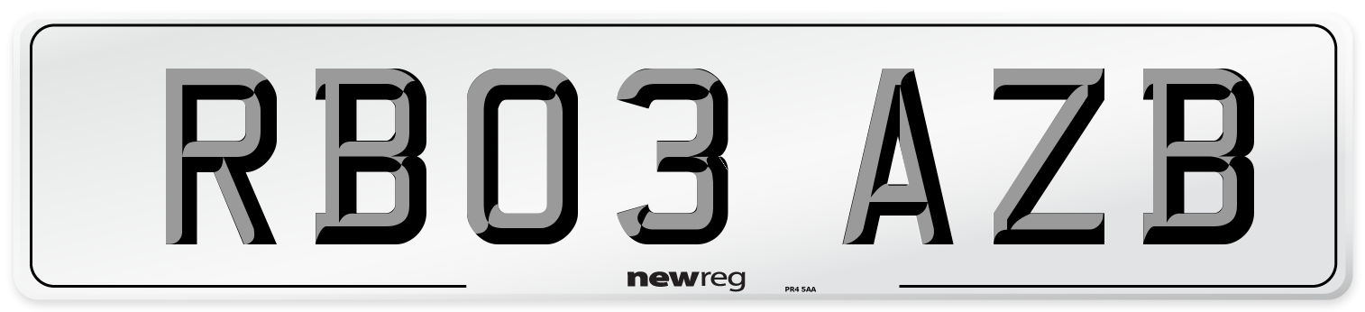 RB03 AZB Number Plate from New Reg